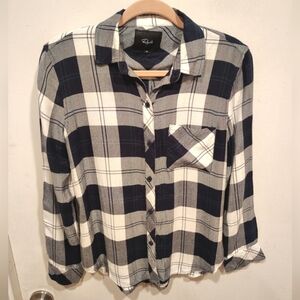 Rails Women's Hunter Midnight Pine Rayon Plaid Shirt Sz XS Country Granola Girl